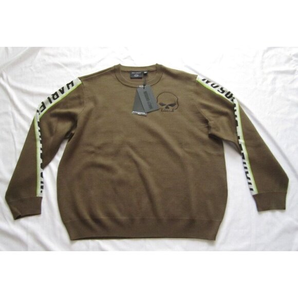 New W/ Tag Harley Davidson Skull Crew Neck Pullover Sweater Sz XL (NW181) - Picture 1 of 8